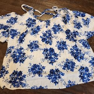 Blue and white blouse